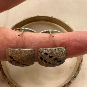 Sterling Silver and Multicolor Bangle and Earrings Set